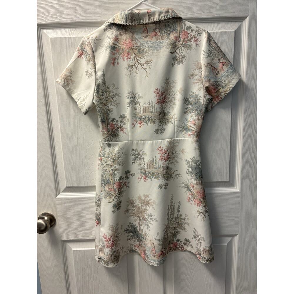Cider Pink, Green And Cream Toile Dress M - Picture 5 of 6